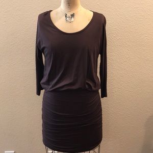 New Venus Ruched Skirt Chocolate Mini Dress XS